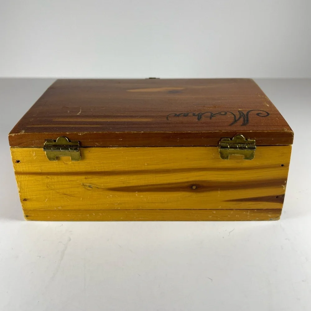 Vintage wooden cedar “Mother” jewelry box